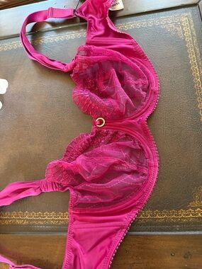 Empriente Sheer Lace Underwire Bra in Fuchsia - Women Intimates